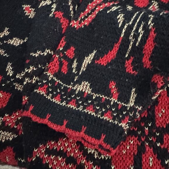Dana Scott Sweater Large Red Gold Poinsettia Metallic Christmas Party Holiday - Picture 13 of 13
